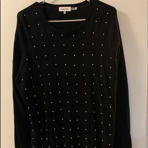 🌸 Calvin Klein Black Sweater w/ Pearls